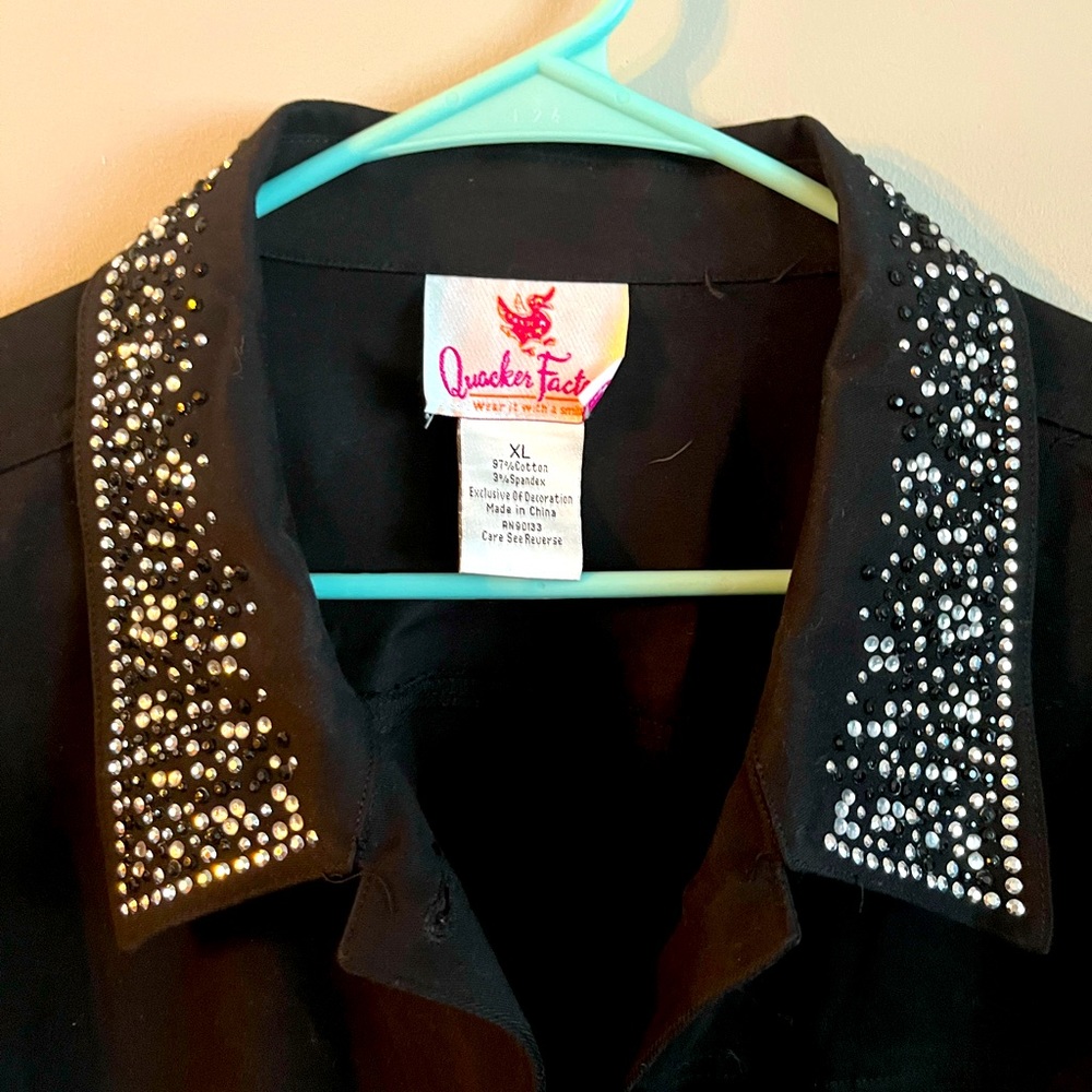 Quacker factory black jacket with silver and black rhinestones